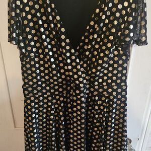 Torrid Black and Gold Polka Dot Midi Dress